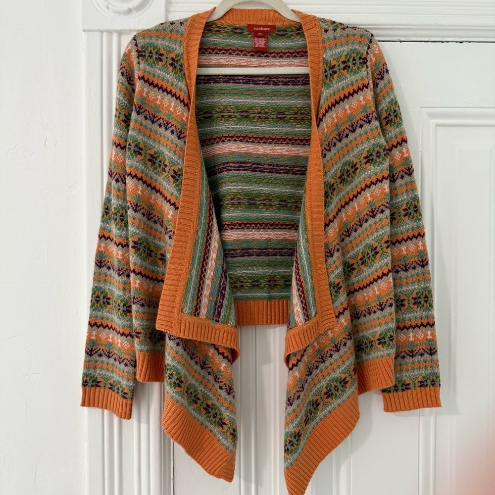 Sundance Folkloric Fair Isle open drape cardigan